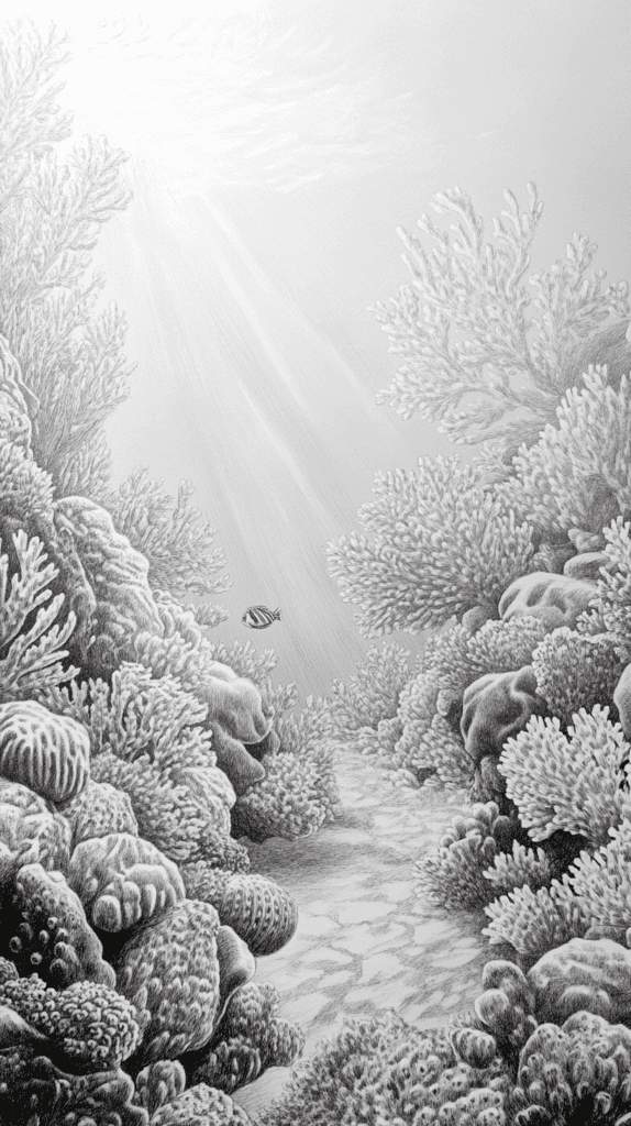 20 Challenging Drawing Ideas to Push Your Artistic Limits 15 Underwater Coral Reef Scene