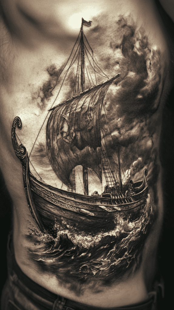 25 Rib Tattoos for Men Worth Considering 23 Viking Ship