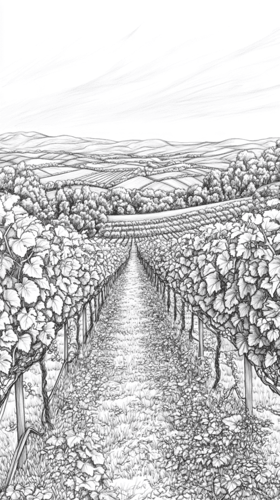 15 Landscape Drawing Ideas Worth Trying 36 Vineyard at Sunrise