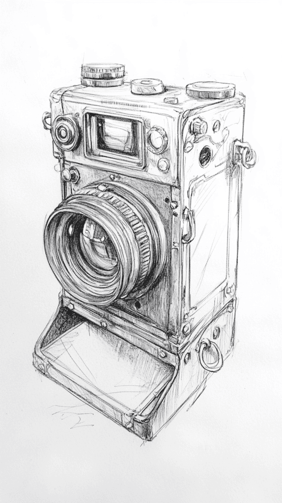 30 Grunge Drawing Ideas for Real Depth and Texture 34 Vintage Cameras 2