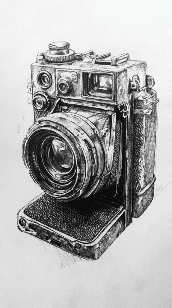 30 Grunge Drawing Ideas for Real Depth and Texture 33 Vintage Cameras