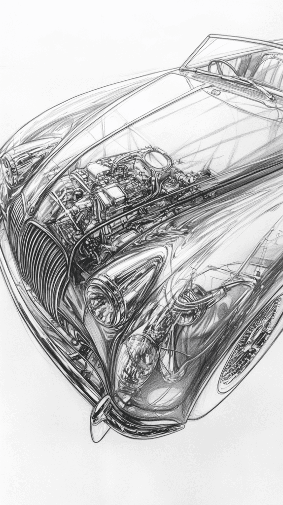 20 Challenging Drawing Ideas to Push Your Artistic Limits 20 Vintage Car with Reflections 2