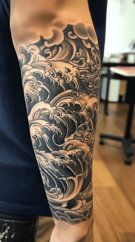 From Samurai to Dragons: 19 Stunning Japanese Tattoo Ideas for Men 21 Wave Patterns