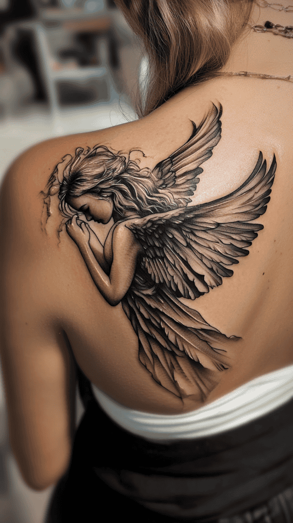 38 Creative Tattoo Ideas for Women 27 Winged Angel 2