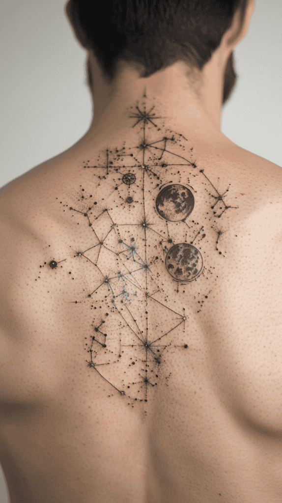 The Art of Ink: 23 Inspirational Back Tattoos for Men 25 Zodiac Constellations 2