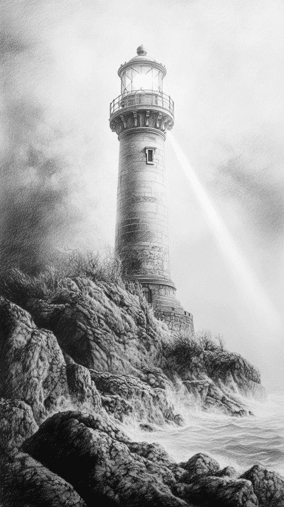 Dive Deep: 18 Ocean-Inspired Drawing Ideas That Will Captivate Your Imagination 27 A Lighthouses Beacon