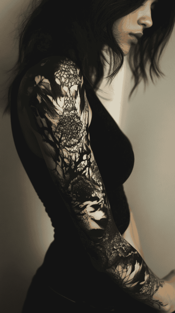 20 Edgy Grunge Tattoo Ideas for Women Who Break the Rules 4 Abstract Chaos Sleeve