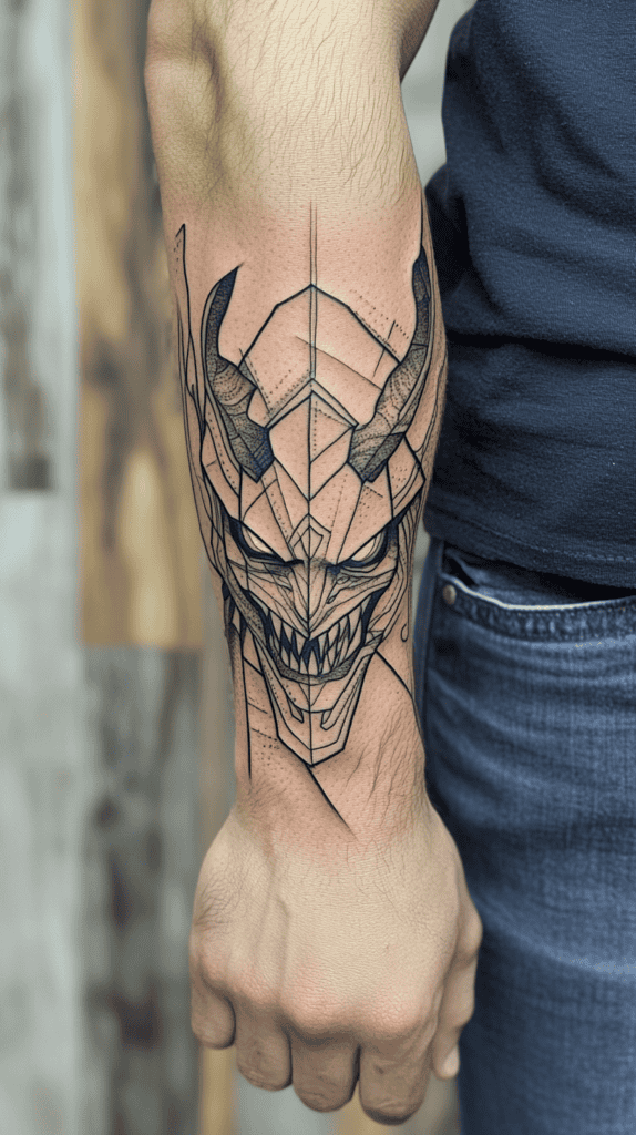 Unleash Your Dark Side: 23 Devilishly Unique Tattoo Ideas for Men 7 Abstract Demon Mask