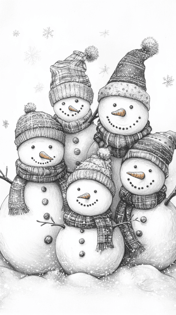 15 Christmas Drawing Ideas to Try This Holiday Season 30 Adorable Snowman Family 2