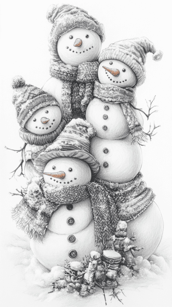 15 Christmas Drawing Ideas to Try This Holiday Season 29 Adorable Snowman Family