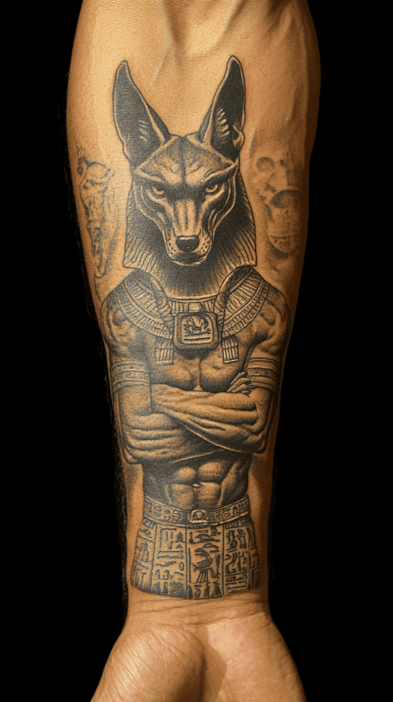 Secrets of the Gods: 23 Divine Tattoo Concepts for the Modern Man 19 Anubis Guardian of the Dead