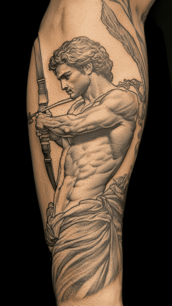 Secrets of the Gods: 23 Divine Tattoo Concepts for the Modern Man 51 Apollos Archer Stance 2