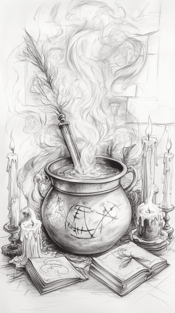 From Eerie to Enchanting: 16 Halloween Drawing Ideas You Never Imagined 12 Bewitching Witchs Brew 3