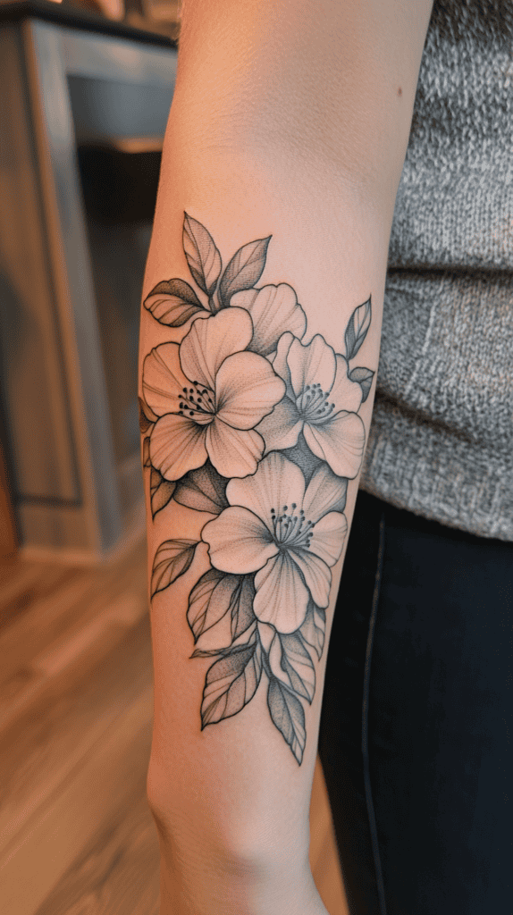 35 Forearm Tattoos for Women Worth Considering 4 Blossom of Strength 3