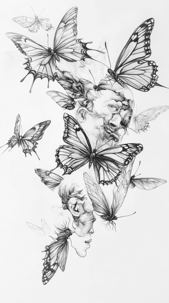 These 30 Trippy Drawing Ideas That Will Revolutionize Your Art 32 Butterflies in Reverse 3 1