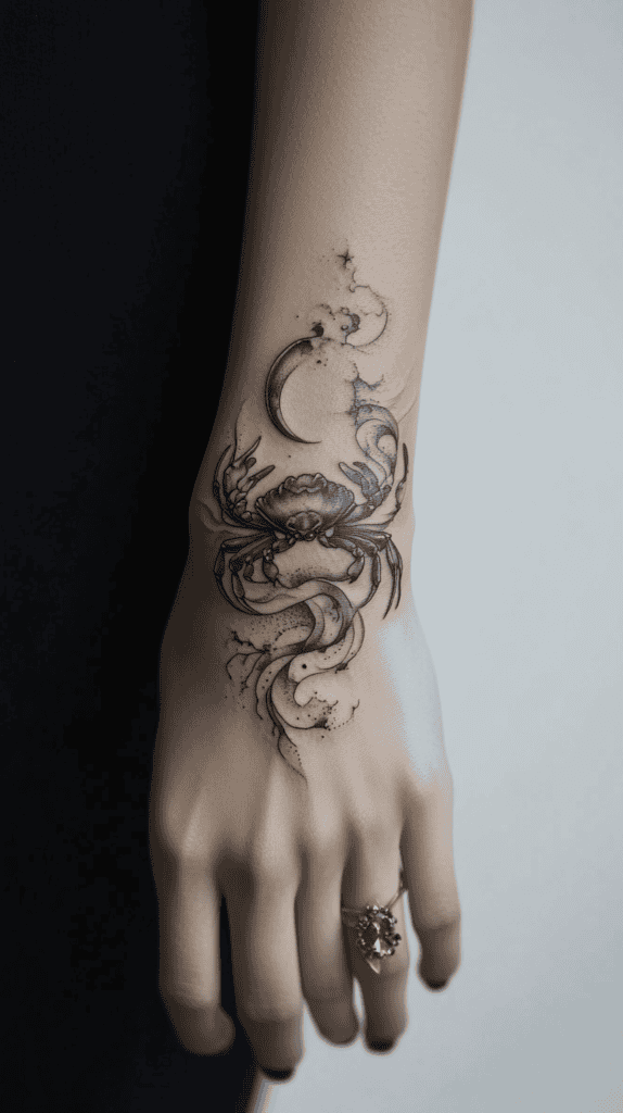 Discover Your Perfect Celestial Ink: Zodiac Tattoo Ideas for Women 12 Cancer The Moons Gentle Guardian 3
