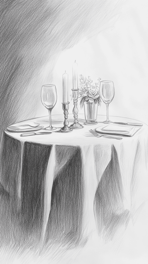 Unlock Your Heart: 18 Romantic Drawing Ideas That Capture Love Perfectly 9 Candlelit Dinner for Two