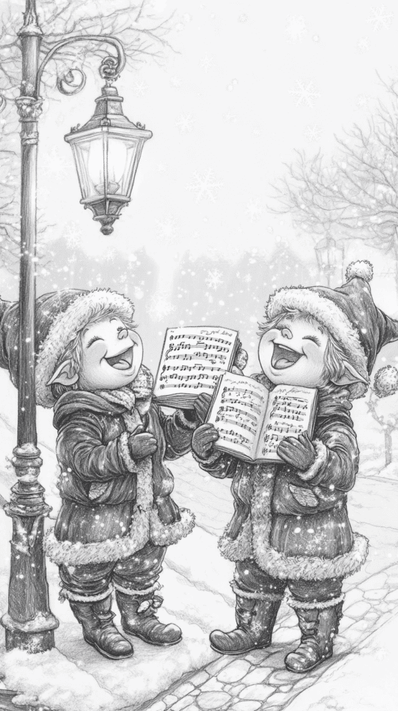 15 Christmas Drawing Ideas to Try This Holiday Season 20 Caroling Christmas Elves 3