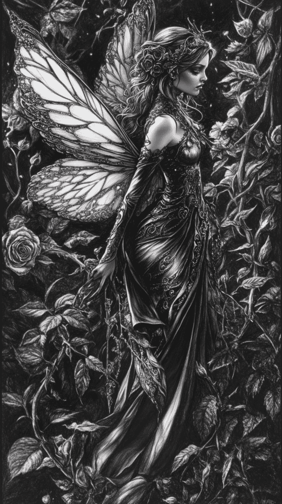 From Eerie to Enchanting: 16 Halloween Drawing Ideas You Never Imagined 26 Charmed Fairy Goth Garden 3