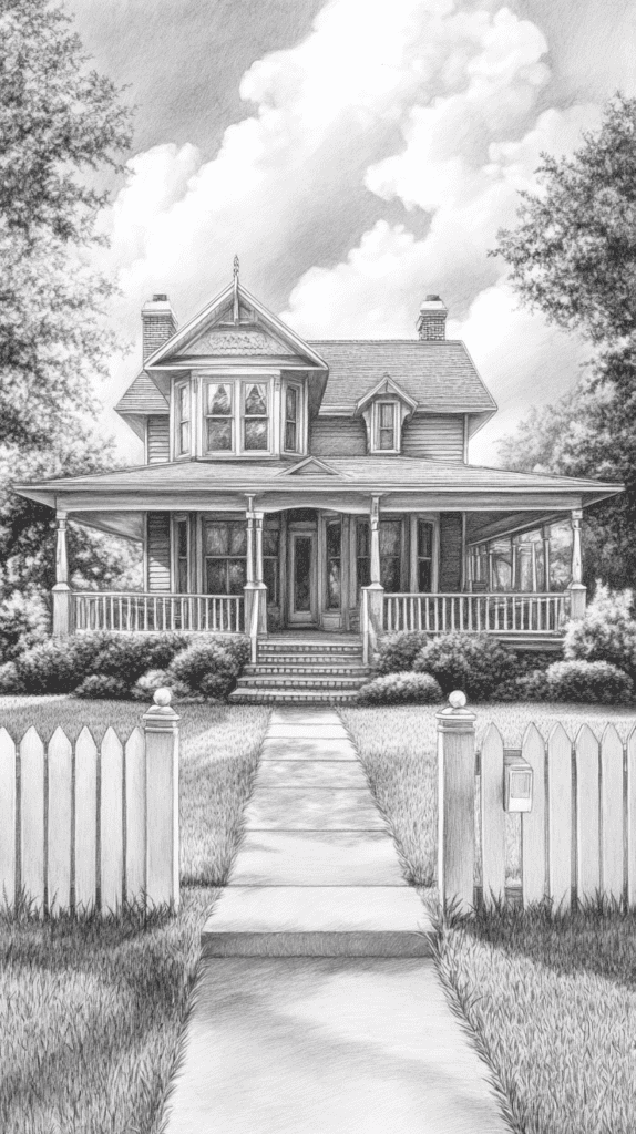 Explore 19 House Drawing Ideas That Blend Imagination with Reality 30 Charming Suburban Haven
