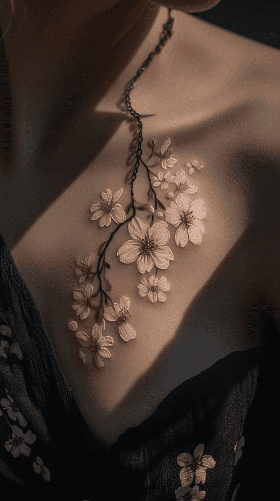 17 Flower Tattoo Ideas That Empower Women with Every Petal and Thorn 13 Cherry Blossom of Transience 2