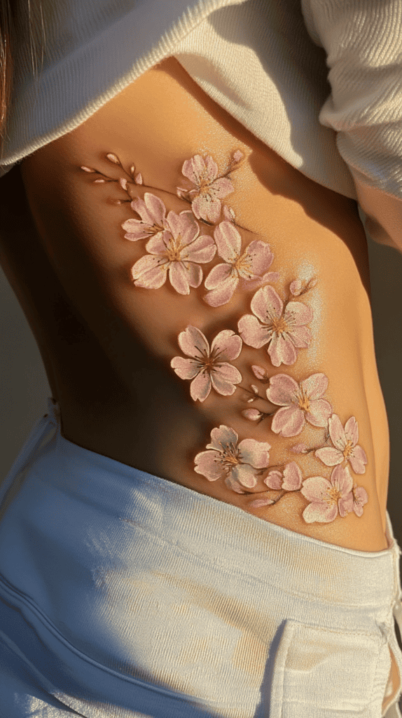 17 Flower Tattoo Ideas That Empower Women with Every Petal and Thorn 12 Cherry Blossom of Transience