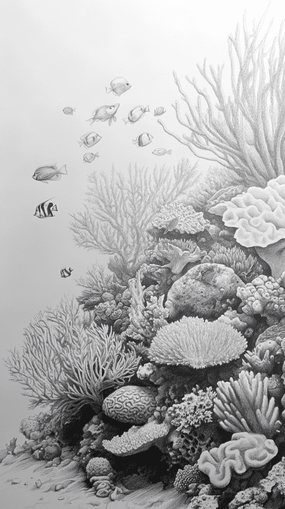 Explore the Depths: 19 Underwater Drawing Ideas You Haven't Tried Yet 8 Coral Reef Kaleidoscope 2