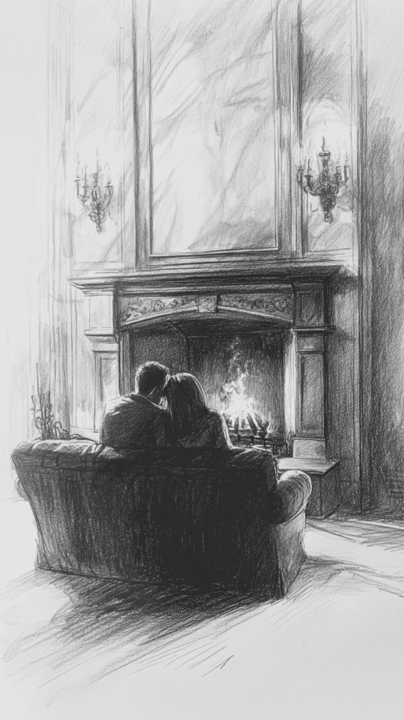 Unlock Your Heart: 18 Romantic Drawing Ideas That Capture Love Perfectly 32 Cozy Fireplace Moment 2