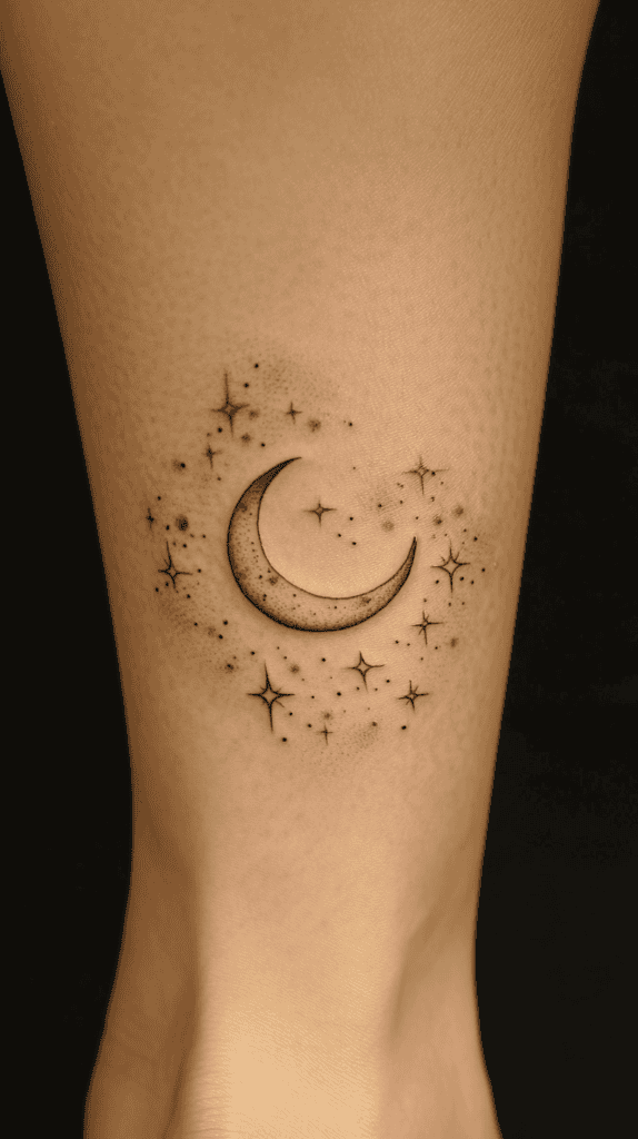 18 Emo Tattoo Ideas Worth Considering for Self-Expression 24 Crescent Moon and Stars 2