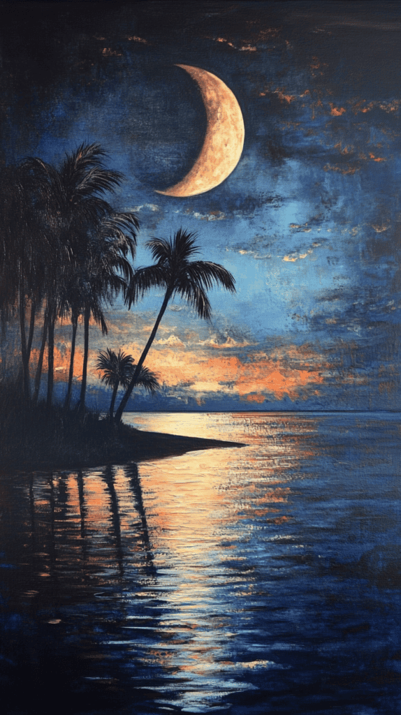 From Dusk Till Dawn: 21 Night-Inspired Wallpapers That Will Illuminate Your Phone 20 Crescent Moon and Tropical Paradise 2