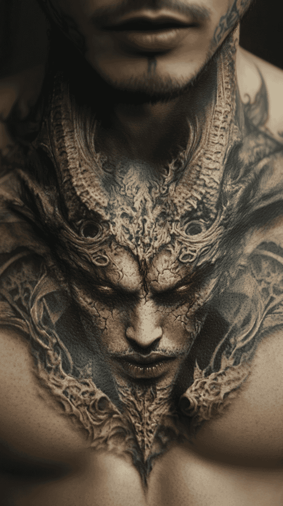 Unleash Your Dark Side: 23 Devilishly Unique Tattoo Ideas for Men 48 Devil Morphed Portrait