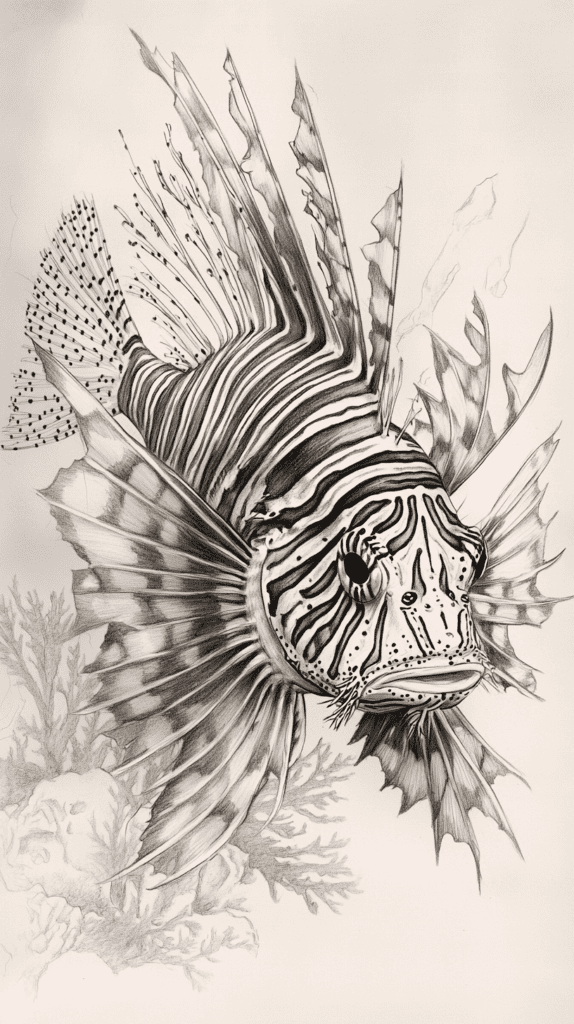 Explore the Depths: 19 Underwater Drawing Ideas You Haven't Tried Yet 39 Elusive Lionfish Lair