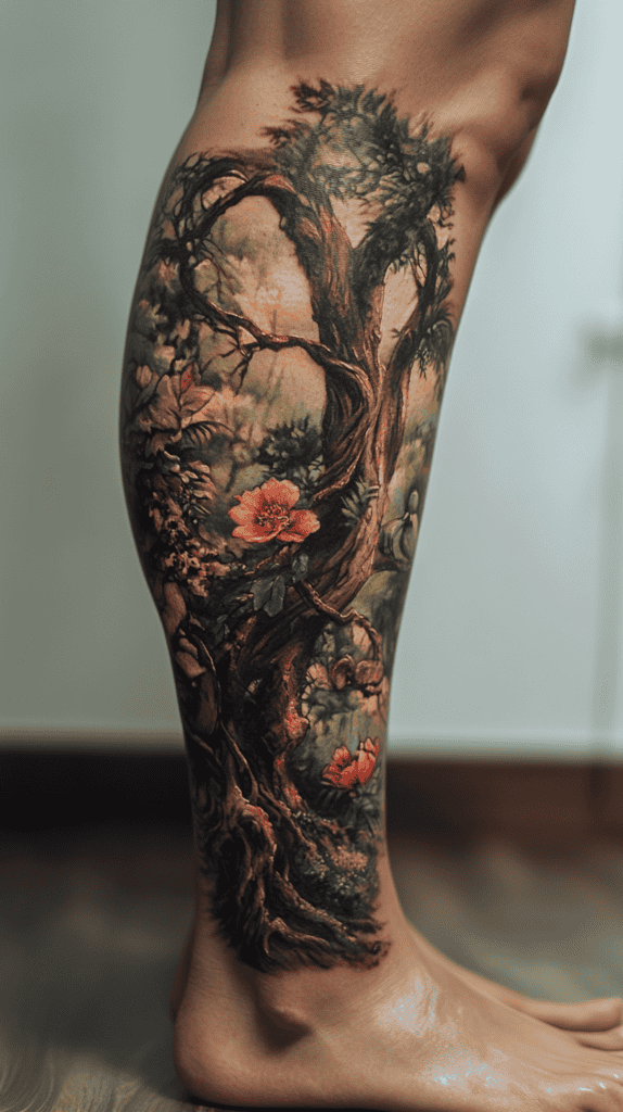 32 Gorgeous Female Leg Sleeve Tattoos 2 Enchanted Forest Fantasy