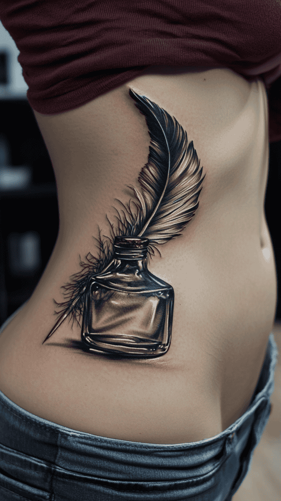 18 Emo Tattoo Ideas Worth Considering for Self-Expression 41 Feather Quill with Ink