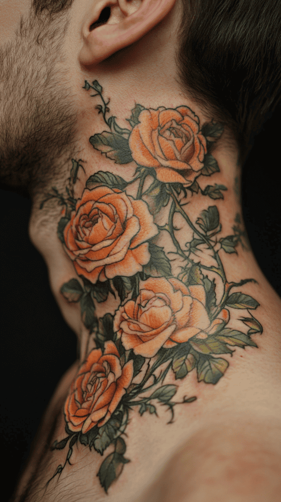 15 Neck Tattoo Ideas for Men Worth Considering 14 Floral Whimsy