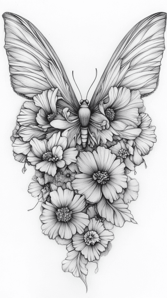 Bored of the Usual? Discover 16 Fresh Butterfly Drawing Concepts 7 Floral Winged Butterfly 2