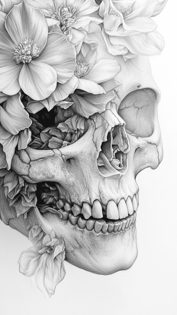 These 30 Trippy Drawing Ideas That Will Revolutionize Your Art 43 Flowering Skulls 2