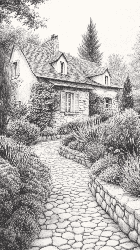 Explore 19 House Drawing Ideas That Blend Imagination with Reality 37 French Country Fantasy 3