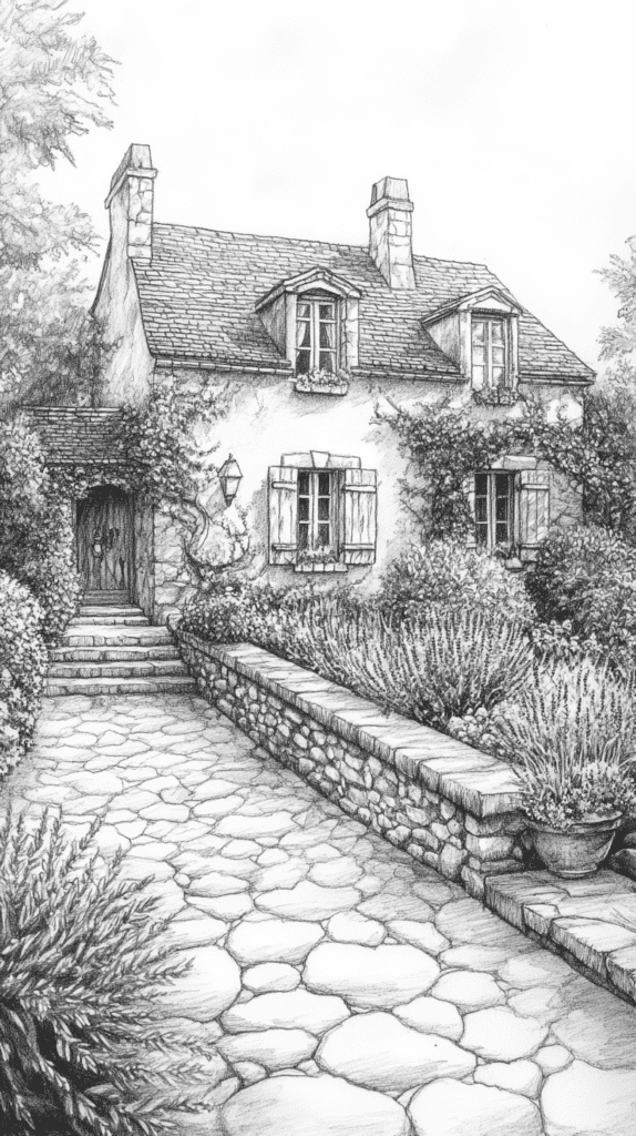 Explore 19 House Drawing Ideas That Blend Imagination with Reality 35 French Country Fantasy