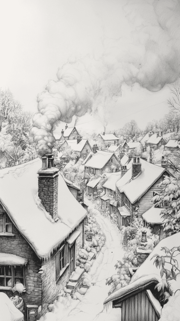 15 Christmas Drawing Ideas to Try This Holiday Season 12 Frosty Winter Village 2