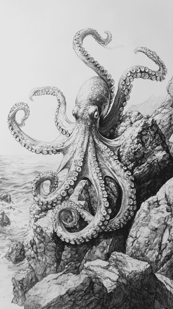 Explore the Depths: 19 Underwater Drawing Ideas You Haven't Tried Yet 23 Giant Octopus Encounter 2
