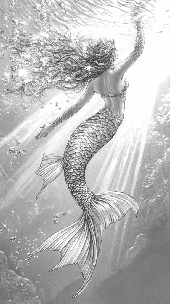 Explore the Depths: 19 Underwater Drawing Ideas You Haven't Tried Yet 43 Glistening Mermaid Tale 3