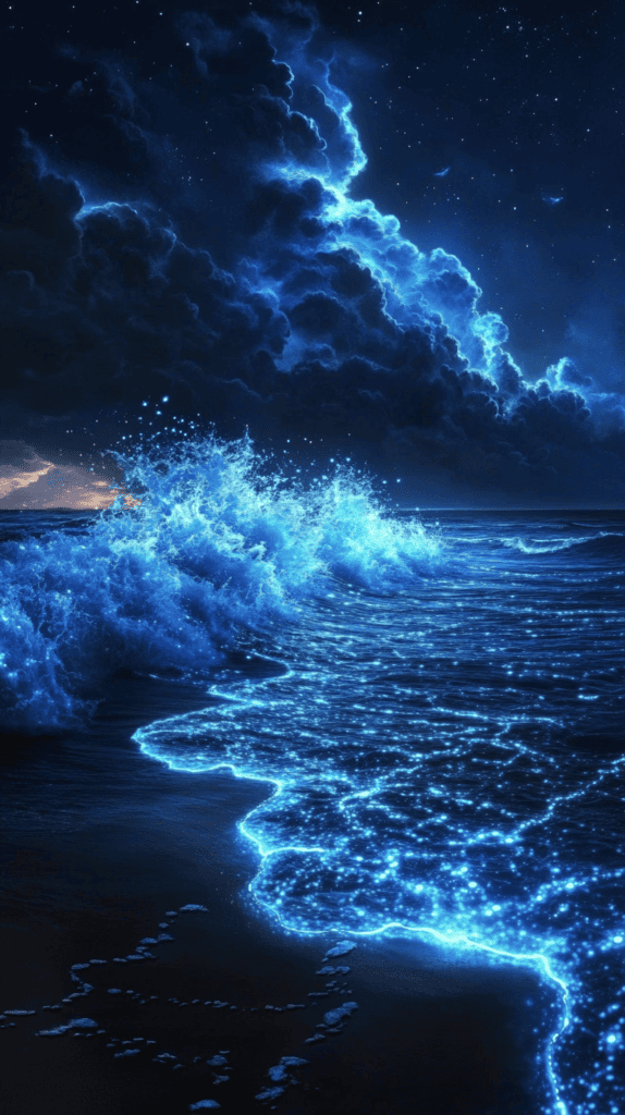 From Dusk Till Dawn: 21 Night-Inspired Wallpapers That Will Illuminate Your Phone 38 Glowing Bioluminescent Waves 3