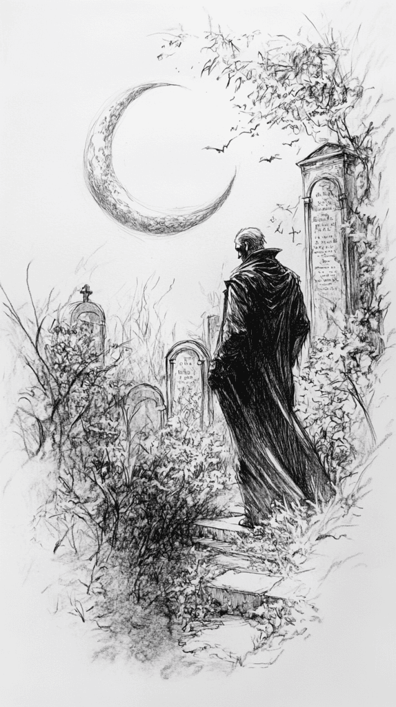 Mystery and Darkness: 17 Vampire Drawing Ideas to Inspire Your Next Masterpiece 33 Gothic Graveyard Encounter