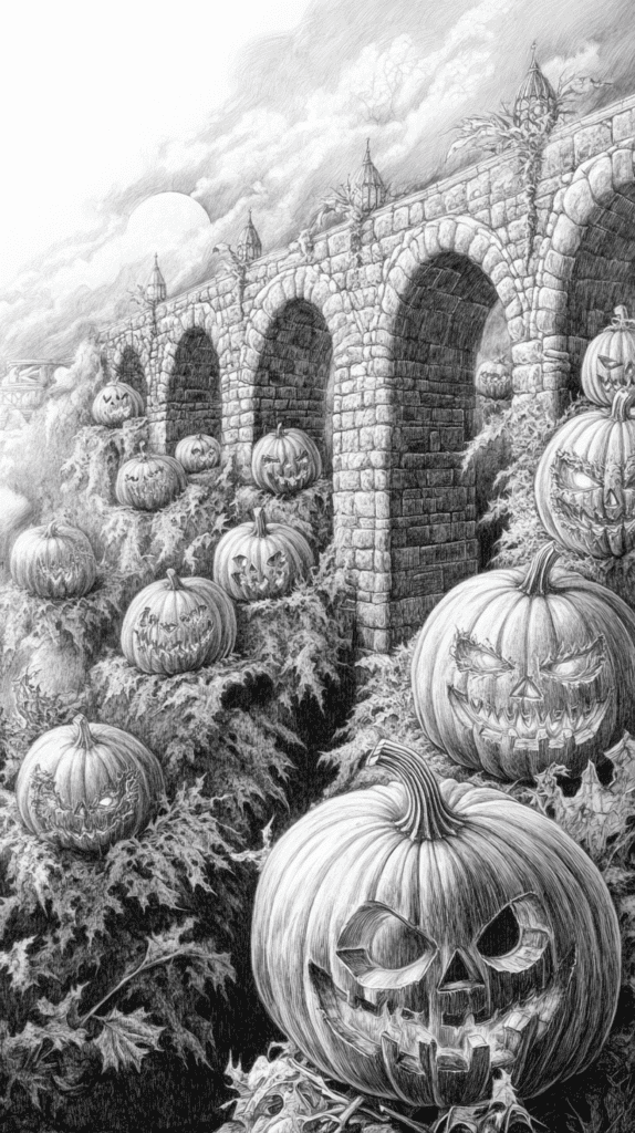 From Eerie to Enchanting: 16 Halloween Drawing Ideas You Never Imagined 35 Gothic Pumpkin Patch 2