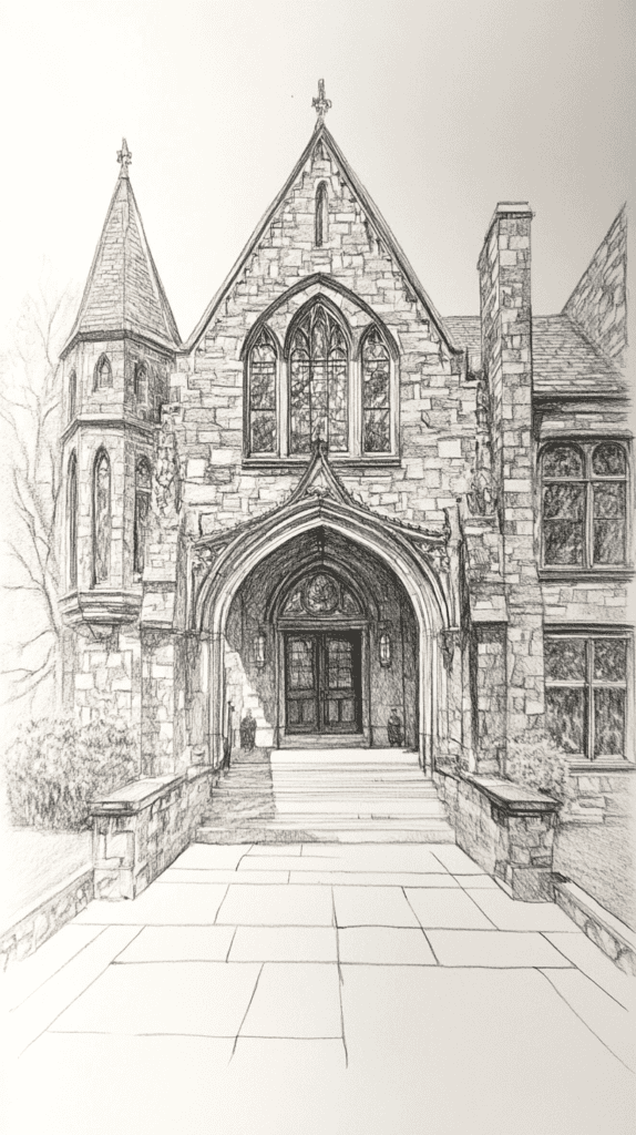 Explore 19 House Drawing Ideas That Blend Imagination with Reality 29 Gothic Revival Grandeur 3