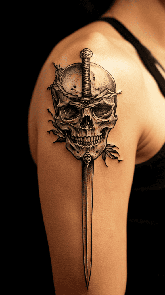 20 Edgy Grunge Tattoo Ideas for Women Who Break the Rules 11 Grunge Skull and Dagger