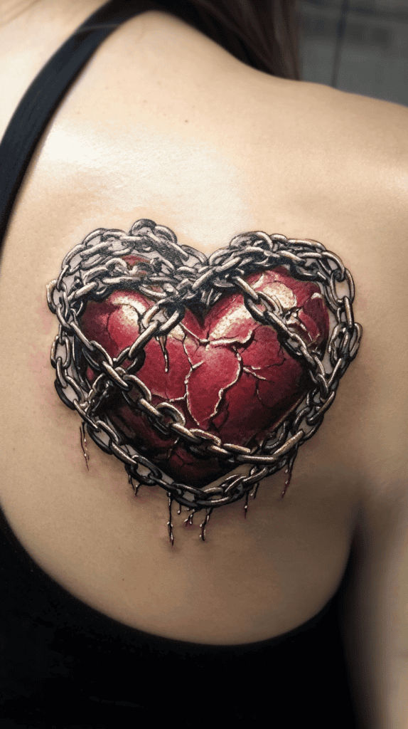 18 Emo Tattoo Ideas Worth Considering for Self-Expression 5 Heart in Chains 2