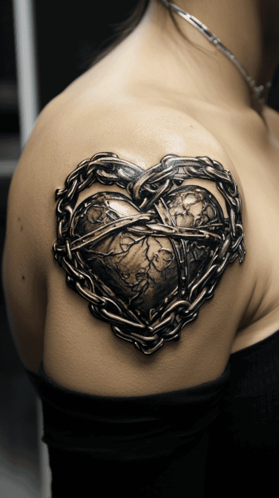 18 Emo Tattoo Ideas Worth Considering for Self-Expression 6 Heart in Chains 3