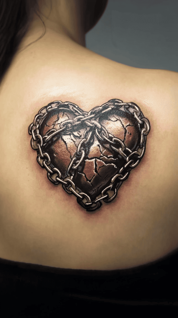 18 Emo Tattoo Ideas Worth Considering for Self-Expression 4 Heart in Chains